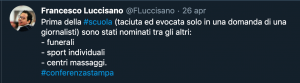 Il tweet di Luccisano