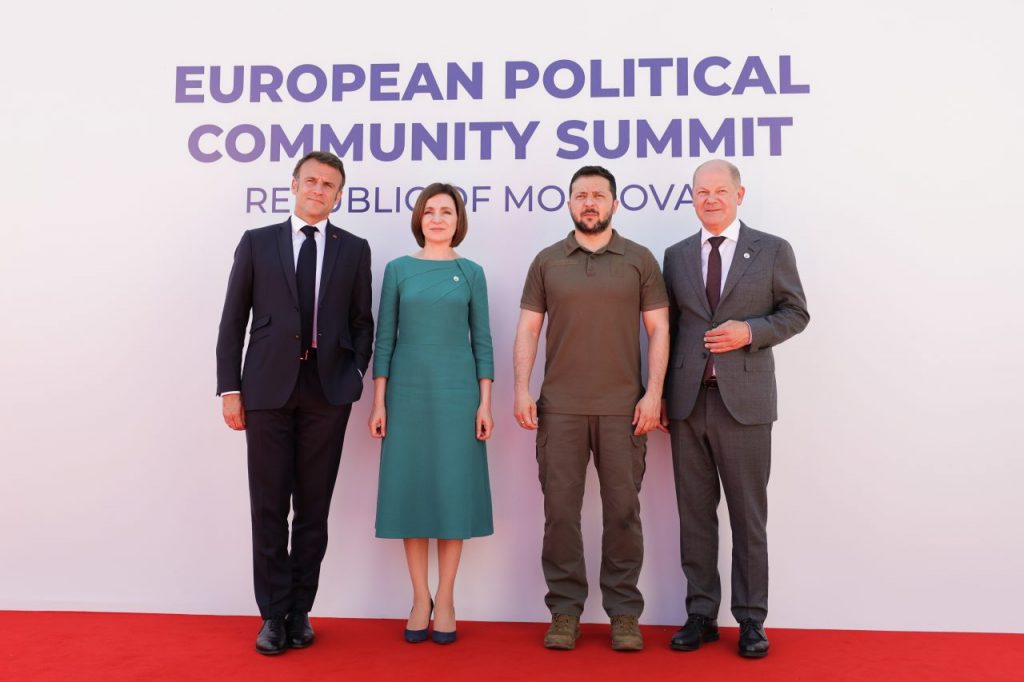 Maia Sandu con Macron, Zelensky e Scholz